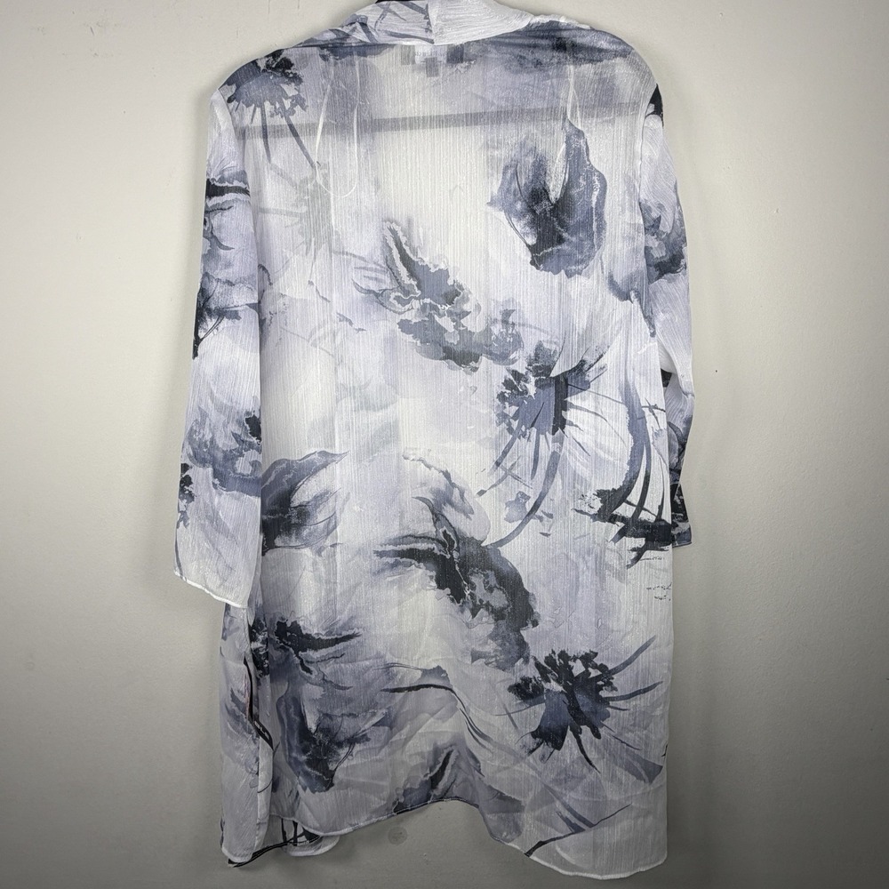 R&M Richards‎ Size 14 Open Front Cardigan Sheer Sleeves Evening Women Floral - Picture 7 of 11
